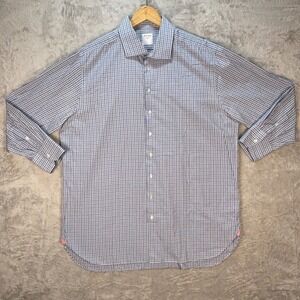 PINK‎ London Shirtmaker Button Down Plaid Check Cotton Dress Shirt Mens Sz 18/45